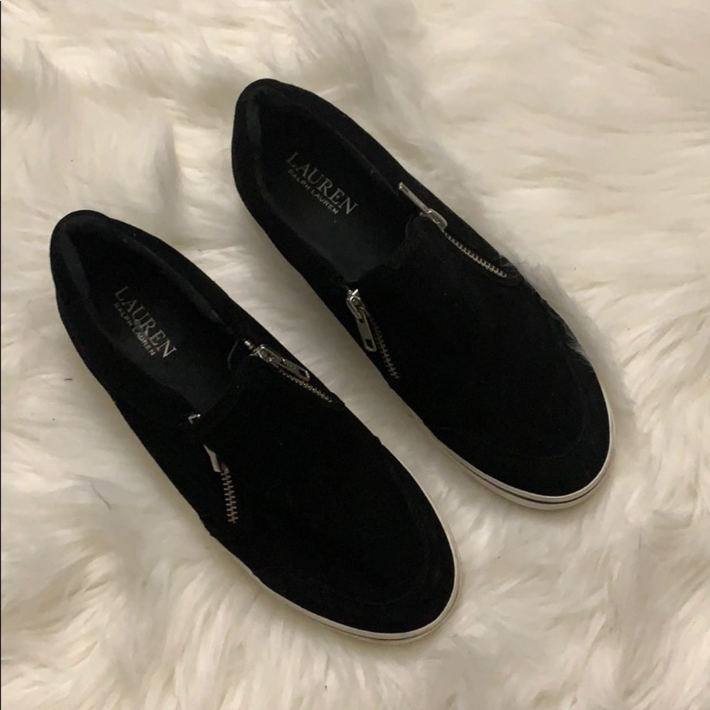 Lauren Ralph Lauren suede black slip ons